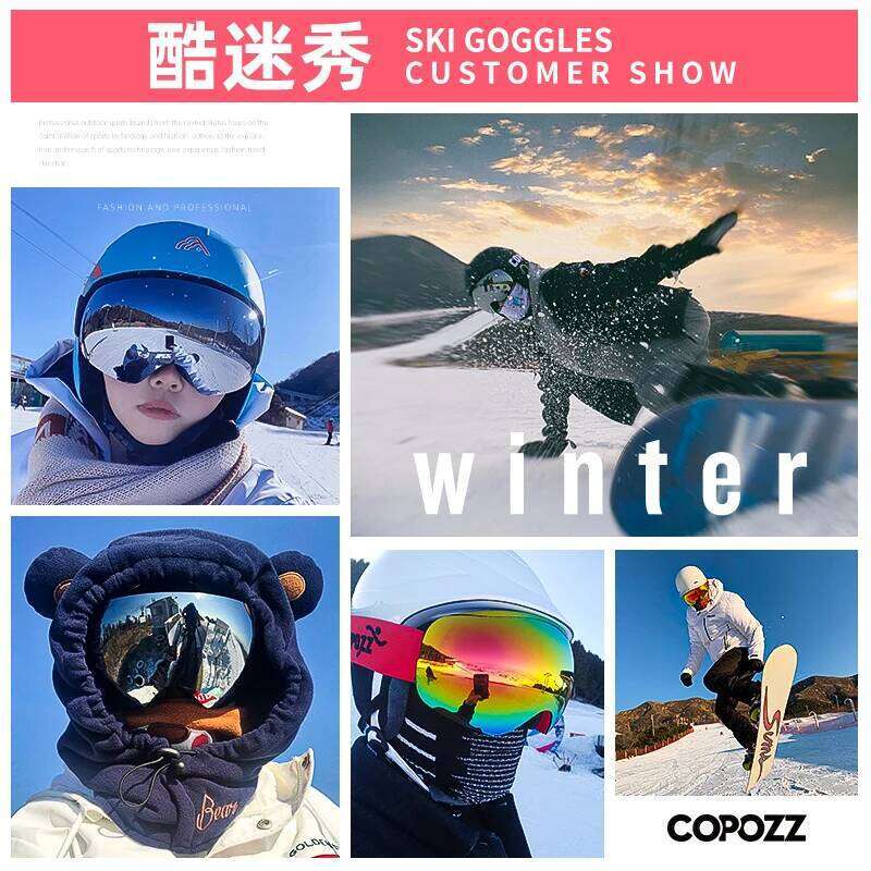 COPOZZ Winter Sports Goggles Uv400 Protection Ski Mask Male Female Anti-Fog Big Face Snow Glasses Skiing Snowboard Eyewear