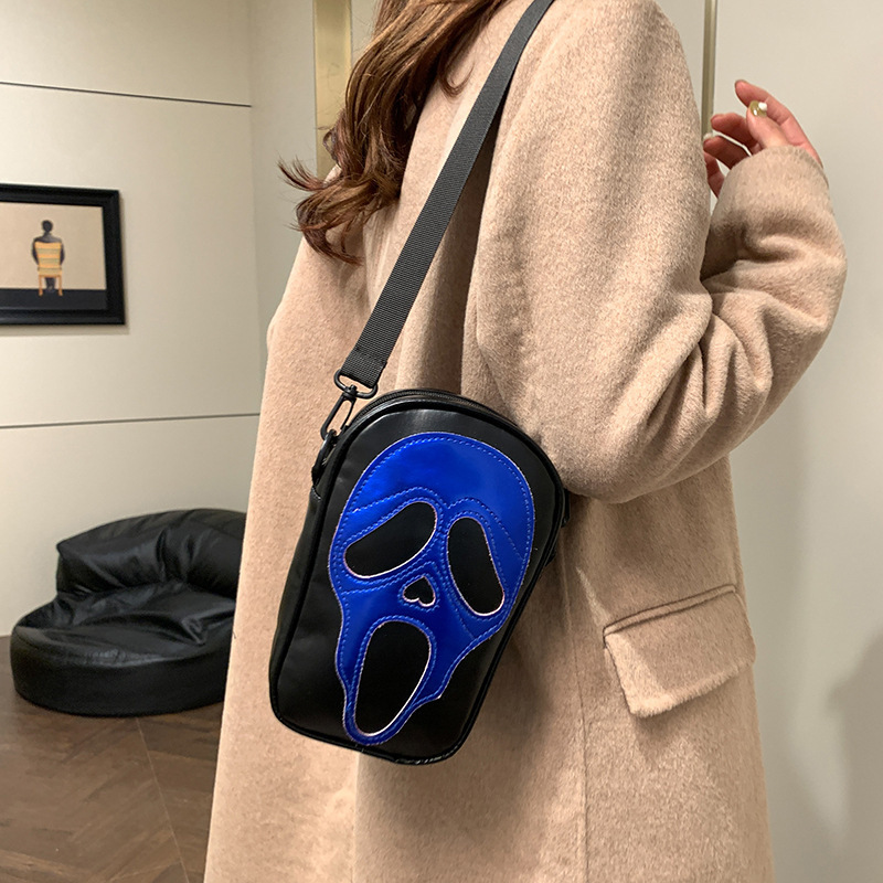 New Skull Personality Quirky Ghost Shoulder Halloween Women's Crossbody Small Square Phone Bag ddmymoon