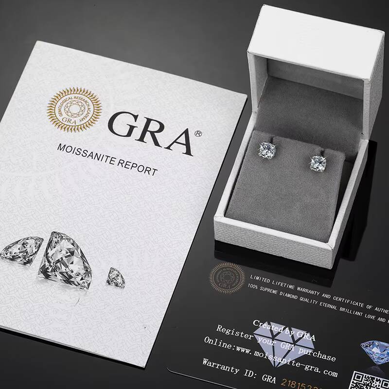 2022 Summer Women Jewelry 925 Sterling Silver 4 Prong Set 5.5mm 0.8ct Princess Cut VVS Moissanite Diamond Stud Earrings