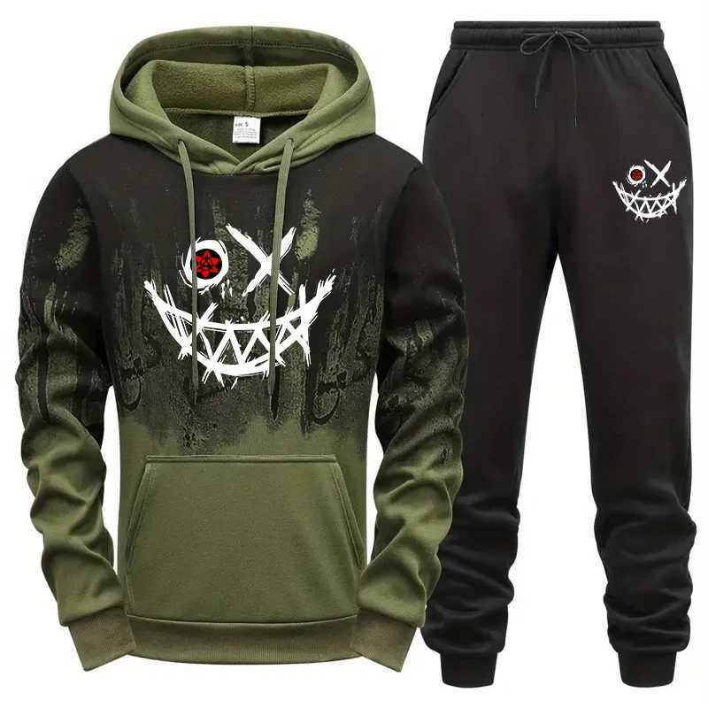 2025 Mens Tracksuit Hooded Sweatshirt Black Sweatpants Male Urban Fashion Hoodie Outfits Autumn Daily Casual Sport Jogging Suit XJ250731