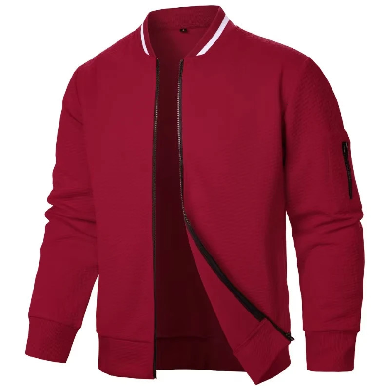 Mens Casual Jacket Loose Fit Lightweight Varsity Bomber with Zipper Outdoor Streetwear Standup Collar Sweatshirts 250730