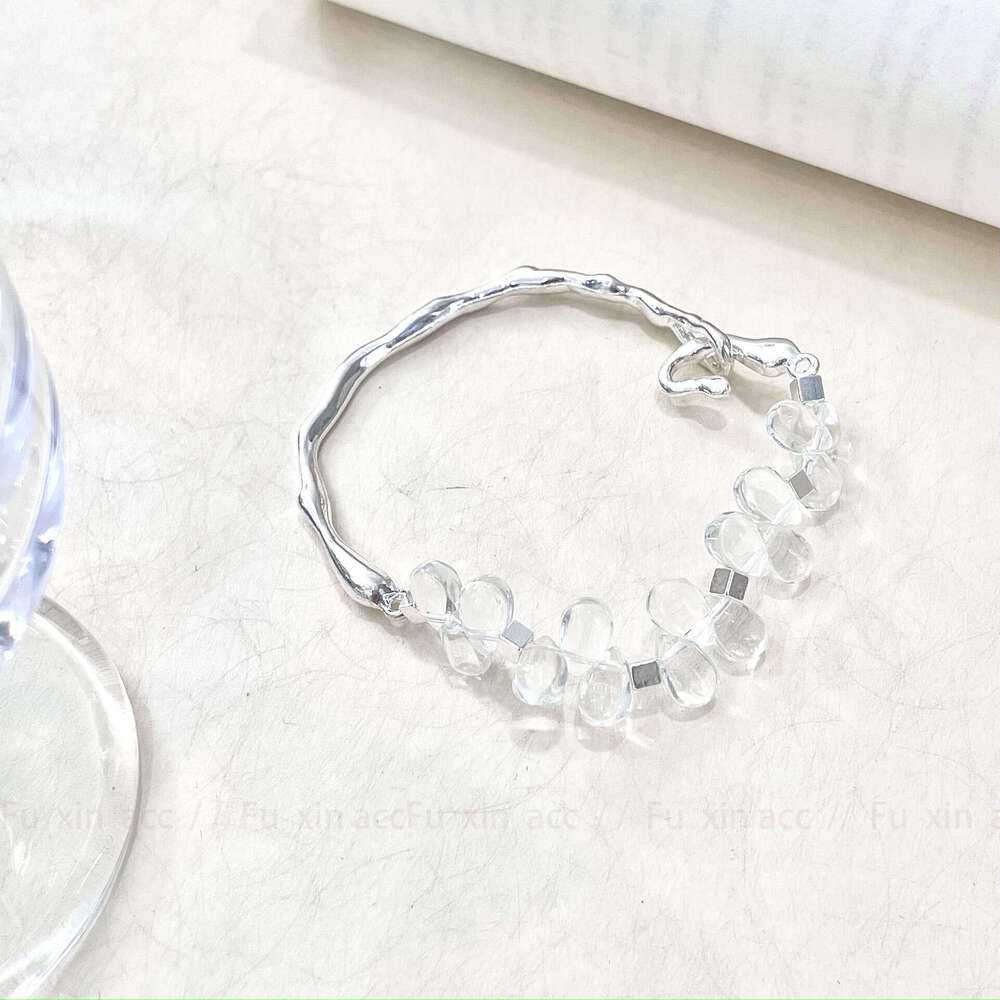 Transparent Beaded Cool Half Chain Fresh Sweet for Women Light Niche Design Exquisite Versatile Bracelet d46