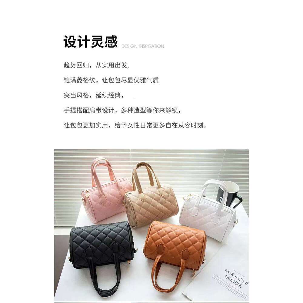 Women's New Trend Fashion Casual Four Leaf Grass Printing Cross Shoulder Pillow Bag Lingge Embroidered Handbag