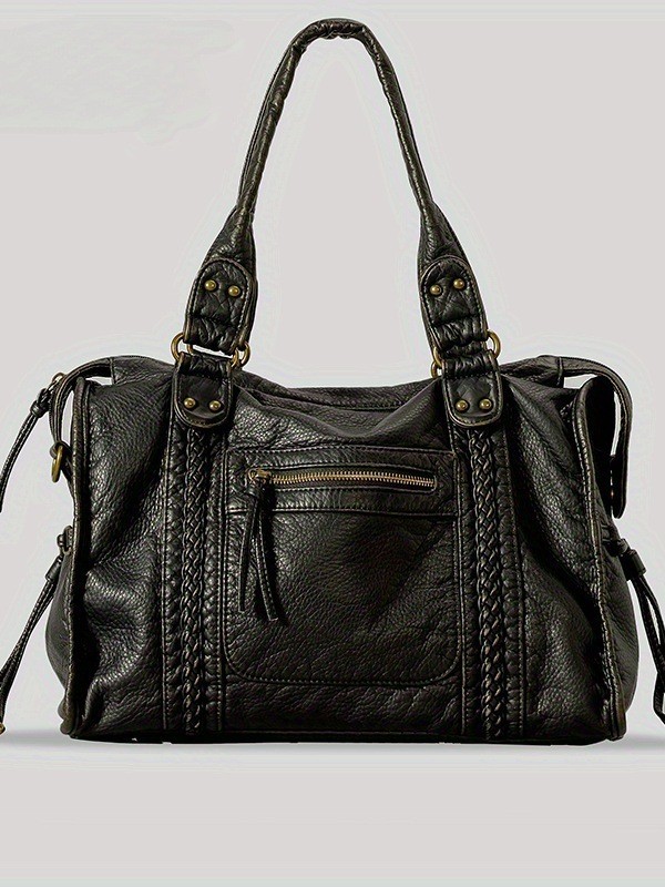 French retro motorcycle bag single shoulder crossbody bag tote bag large capacity washed bag