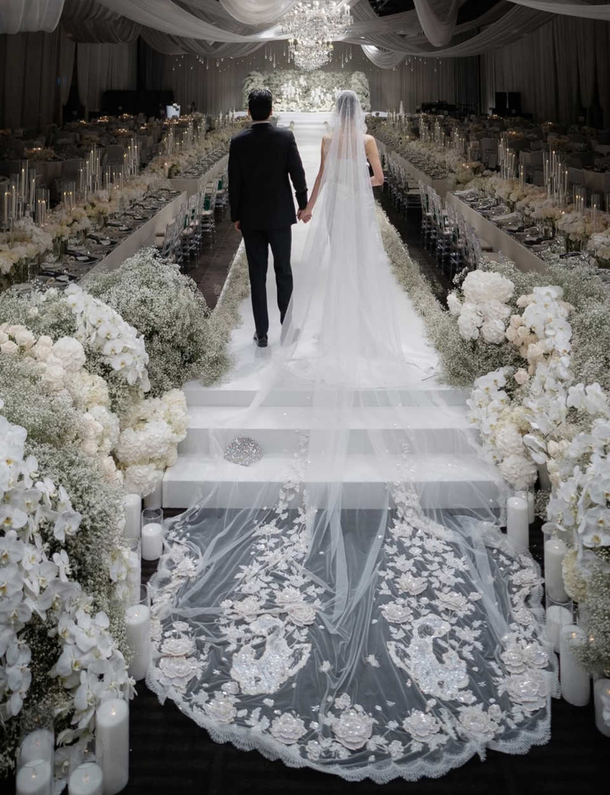 Wedding Veils 3M Long Cathedral One Layer Handmade Sequin Applique Edge Bridal Veil With Comb Bridal Wedding Accessories