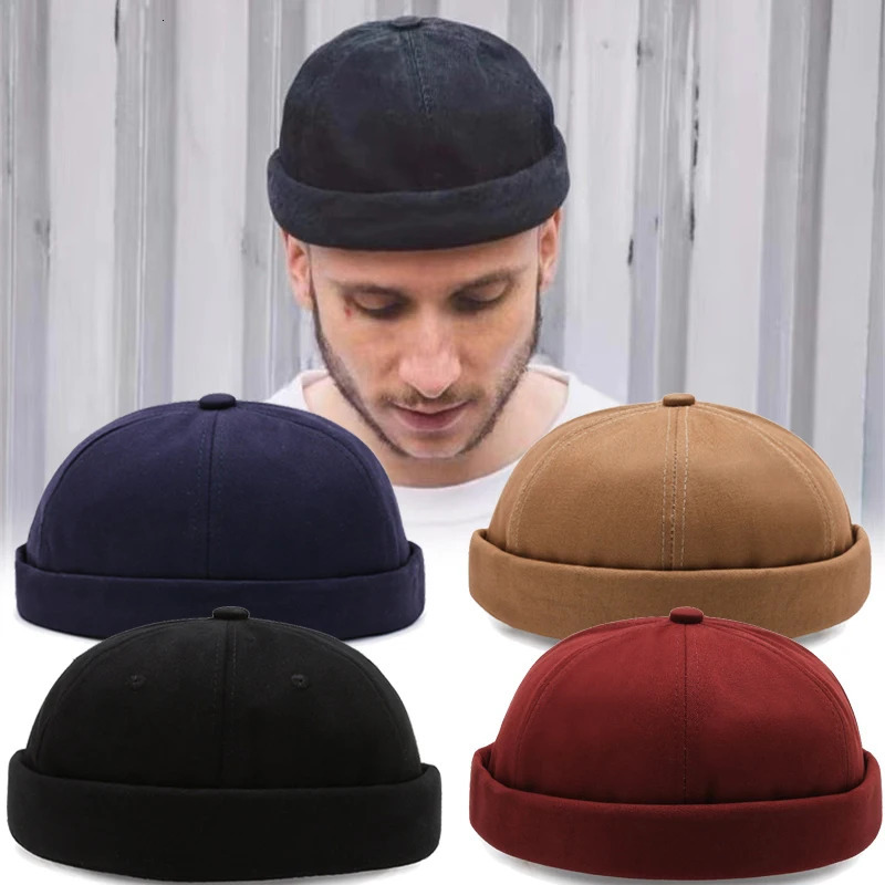 Vintage Dome Hat Melon Unisex Brimless Beanie Cap Solid Color Trend Yuppies Docker Hat Adjustable Winter Hat Bonnet Beanies 250730