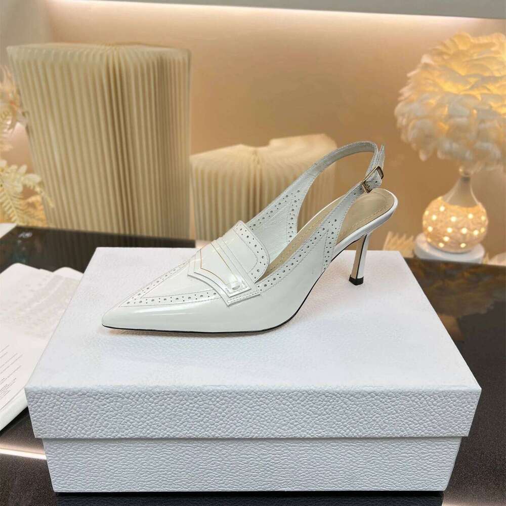 Women Size35-42 Genuine Leather Pumps Slingbacks Super High Heels Sandals Pointed Toe Designer Shoes Zapatillas De Mujer ad3