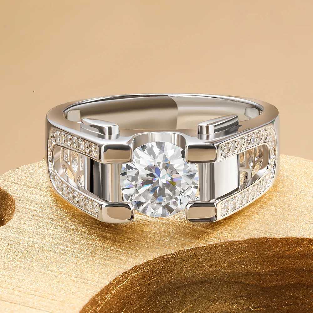 1ct/2ct D Color Moissanite Wedding Band For Men 925 Sterling Silver Sparkling Diamond Rings Luxury Jewelry Certified y250730