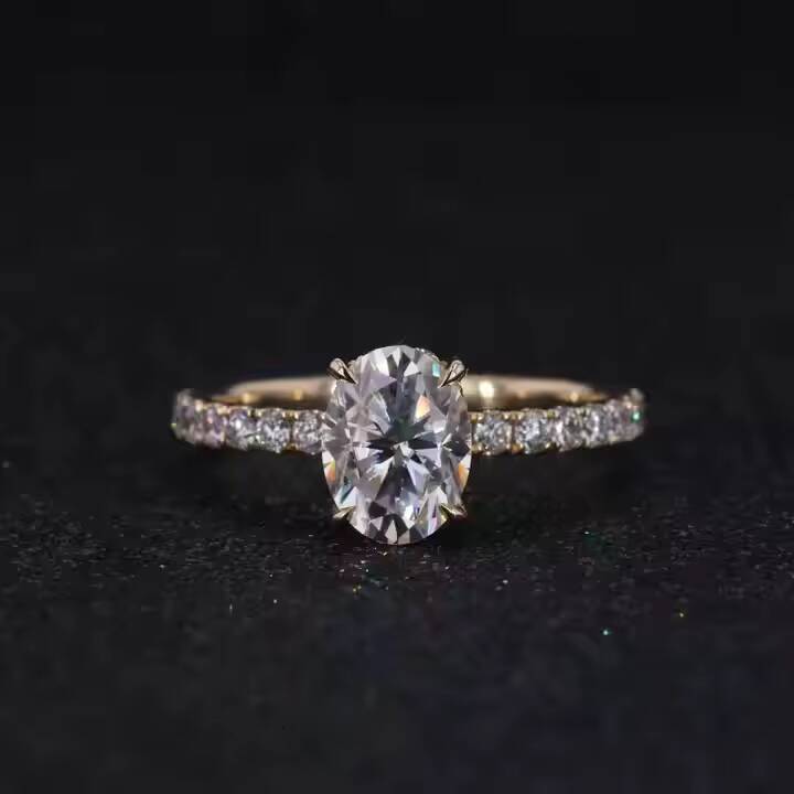 Starsgem Custom Made 14kt White Solid Gold 3 Ct Oval Brilliant Cut Moissanite Engagement Ring