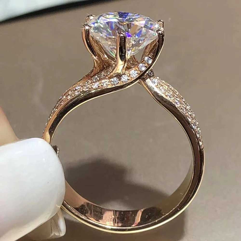 Luxury Gold Color Women Engagement Wedding Rings Inlaid Shiny CZ Noble Party Jewelry Fine Anniversary Gift Fashion Rings y250730