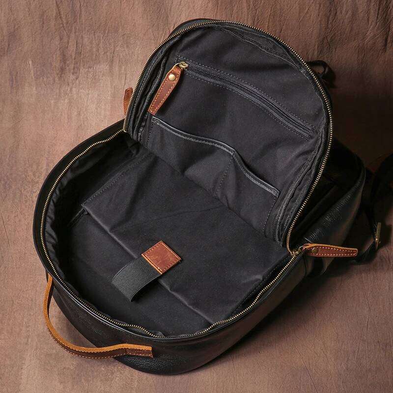 LUOKIR New Genuine Men's Crazy Horse Leather Large Capacity Laptop Bag Stylish Two-Tone Travel Backpack 250731