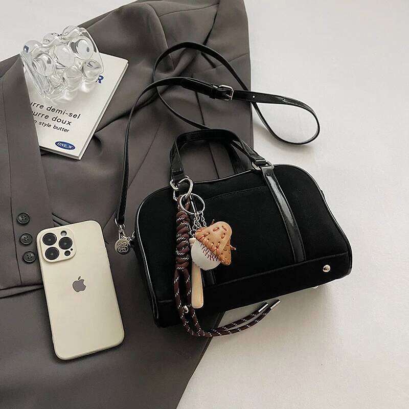 OLOEY Women Suede Boston Adjustable Strap Top-handle Bag With Interior Pocket Handbag Zipper Clutch Purse for Work Travel