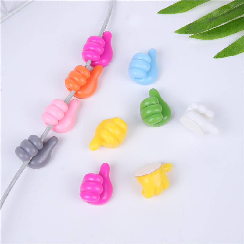 Thumb hook cable hub data cable storage fixed cable organizer desktop organizing creative cute thumb sticky hooks hot-sale