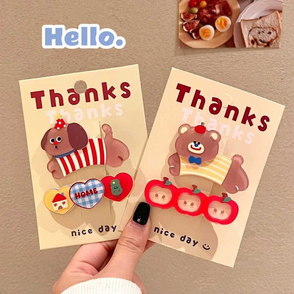 2 Pcs Cute Cartoon Cute Pet Hair Clip Girl Heart Versatile Hair Accessories Temperament bangs Clip Hair Clip Set R250730
