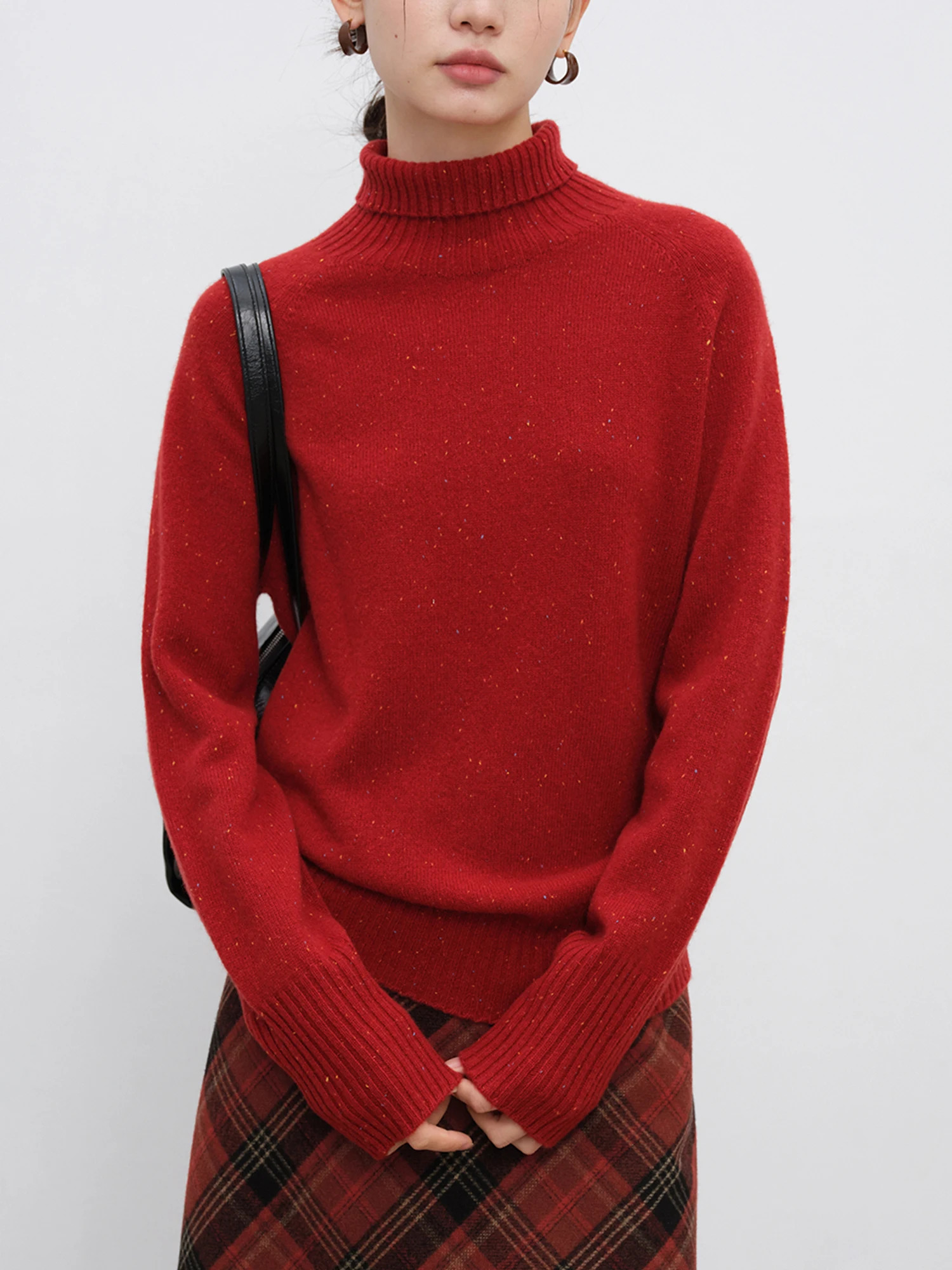 4 Colors Women Turtleneck Pullover Sweater 97% Wool Beige Simple AllMatch Sweaters Female Winter Warm Tops 24ZQ94438 250731