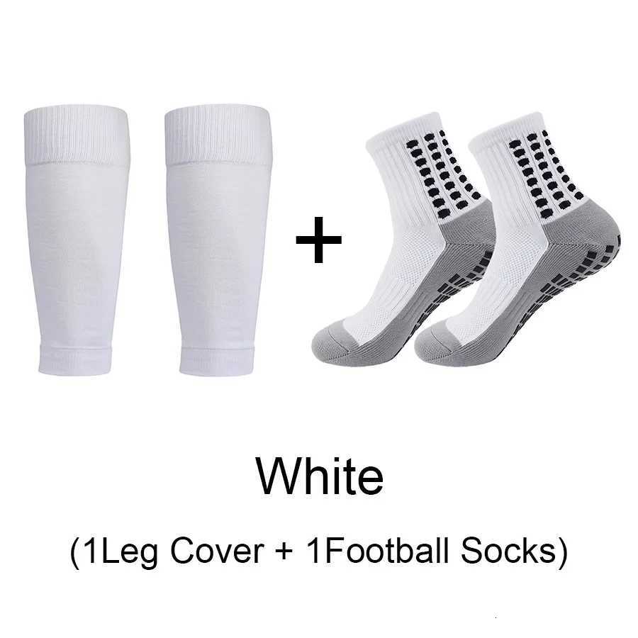 2 Pairs Set Men Grip Soccer Socks and Knee Pads Calf Sleeves Adult Youth Non Slip Leg Shin Guards for Basketball Football Sports Z250731