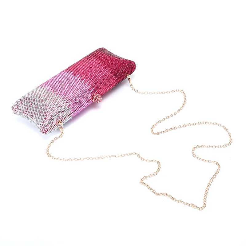 Women Clutch Crystal Multicolor Diamond Gradient Evening Bag Black Silver Gold Wedding Bag Party Crossbody Evening Bag Y250730