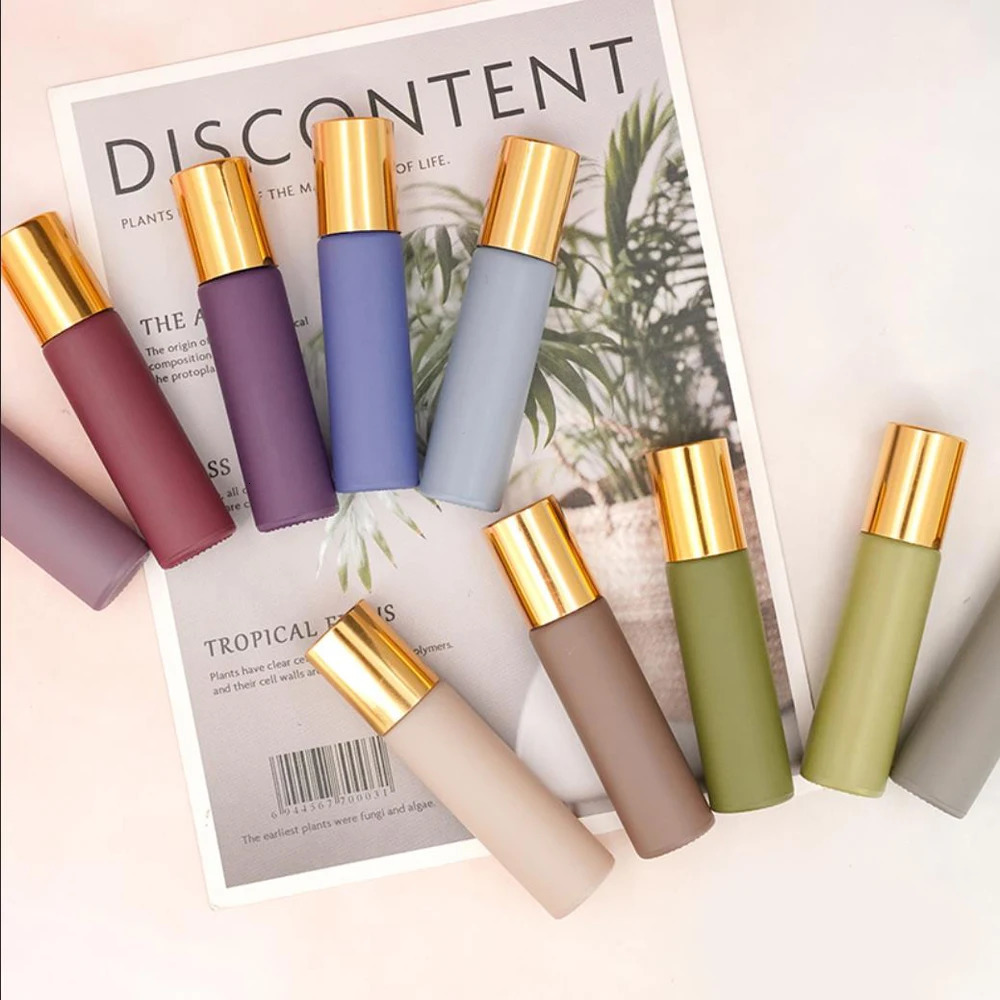 1X 10X 20X 5ML 10ML Morandi Glass Roll On Bottles Perfume Essential Oil Roller Ball Vial Aromatherapy Refillable Travel Portable 250726