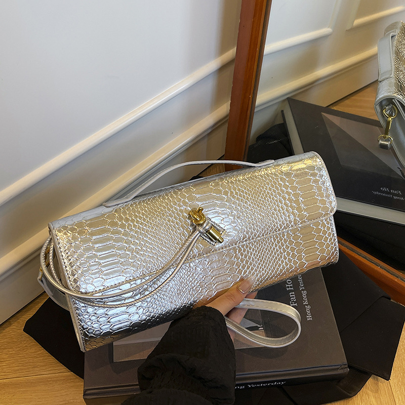 Hot Selling Snake Pattern Clutch Accordion Horizontal Light Luxury Small Square Handheld Shoulder Crossbody Evening Bag ddmymoon