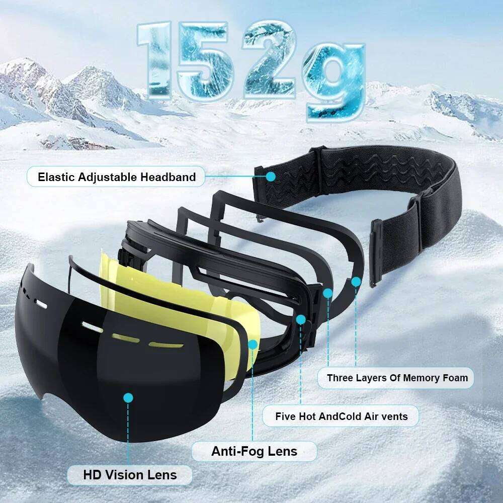 X-Tiger Ski Double Layers Anti-Fog Adult Snowboard Snow Goggles Snowmobile Glasses Eyewear Outdoor Sport Skiing Googles
