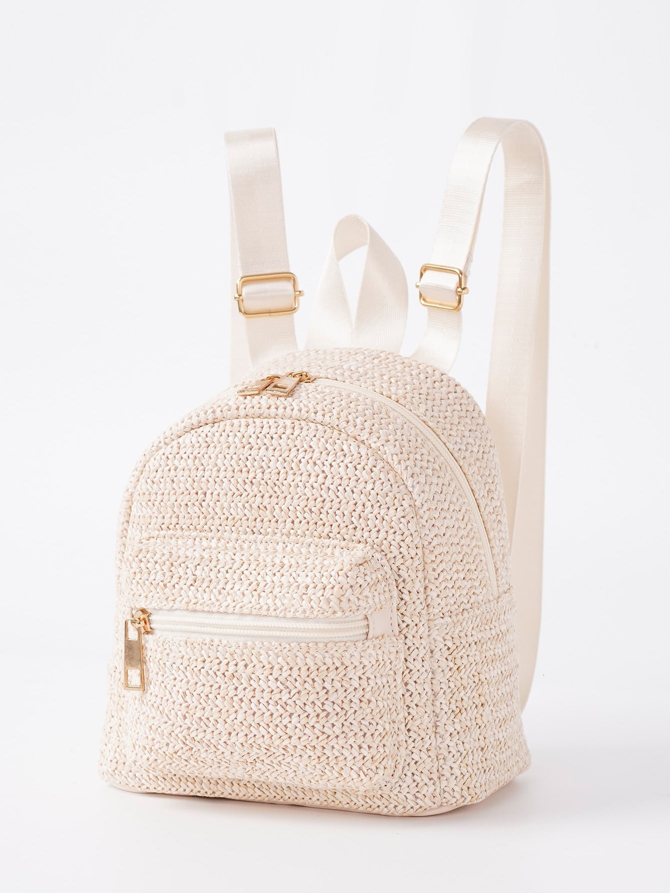 2025 Women's Backpack New Designer Double layer Zipper Casual Personalized Straw Woven Backpack