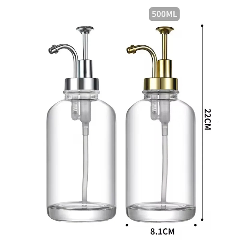 500ml Glass Soap Dispensers Portable Upgraded Pump Hand Soap Dispenser Clear Liquid Container Bottle Coffee Syrup Dispenser 250726