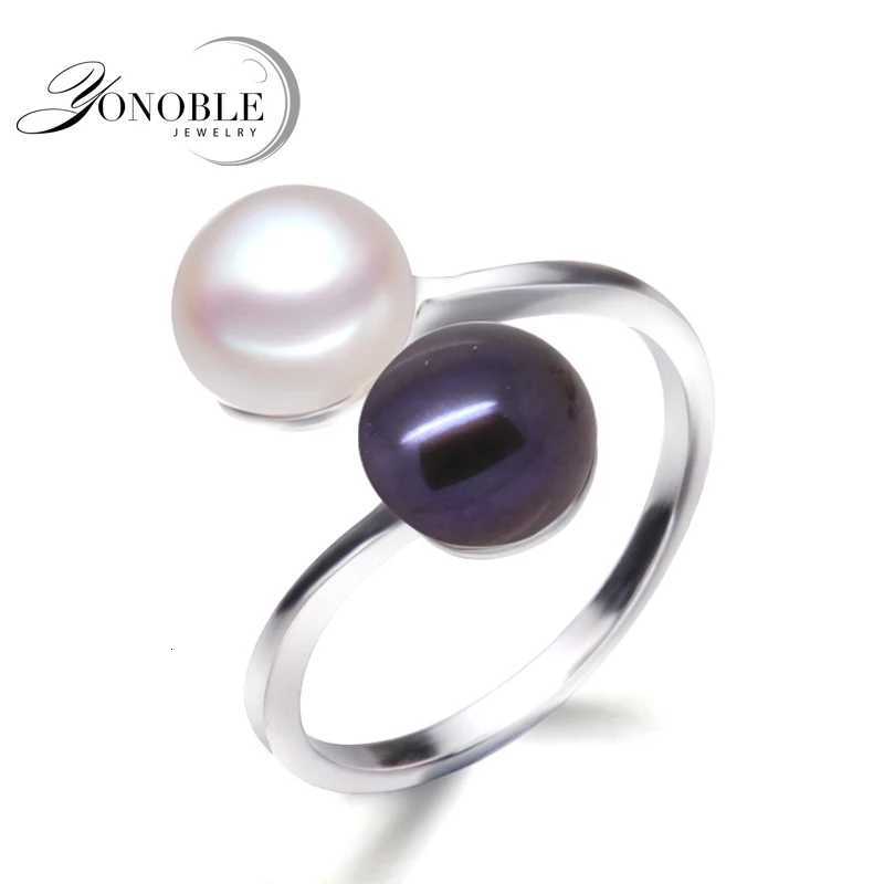 100% Natural Cultured Double Pearl Rings For Women Silver 925 Double Adjustable Ring With Pearl Birthday Gift y250730