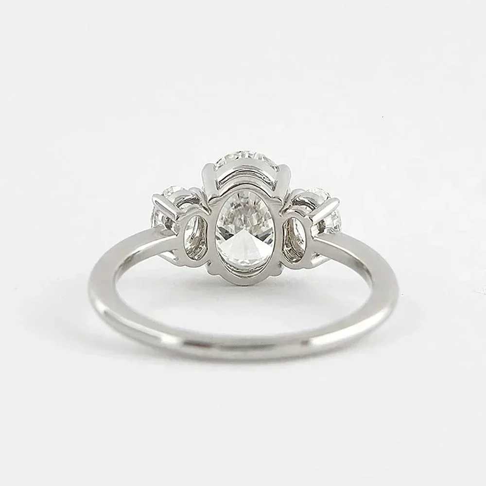 3/6cttw Real Moissanite Engagement Ring with Certificate 3-Stone Oval Cut Diamond Wedding Ring for Women 925 Silver Fine Jewelry y250730