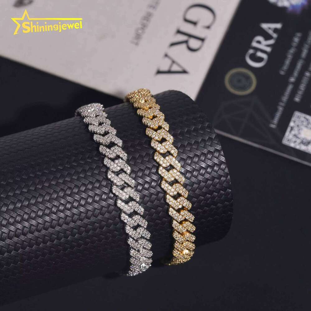 Iced Out Jewelry Pass Tester 8Mm High Quality Hip Hop Moissanite Sier Cuban Chain Bracelet