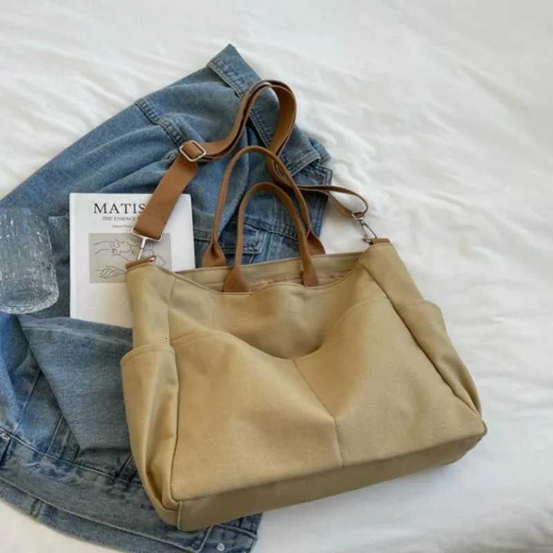 Ins Lazy Wind Canvas Big Bag New Korean Version Of The Single Shoulder Crossbody Bag Female Simple Literary Solid Color Y250730