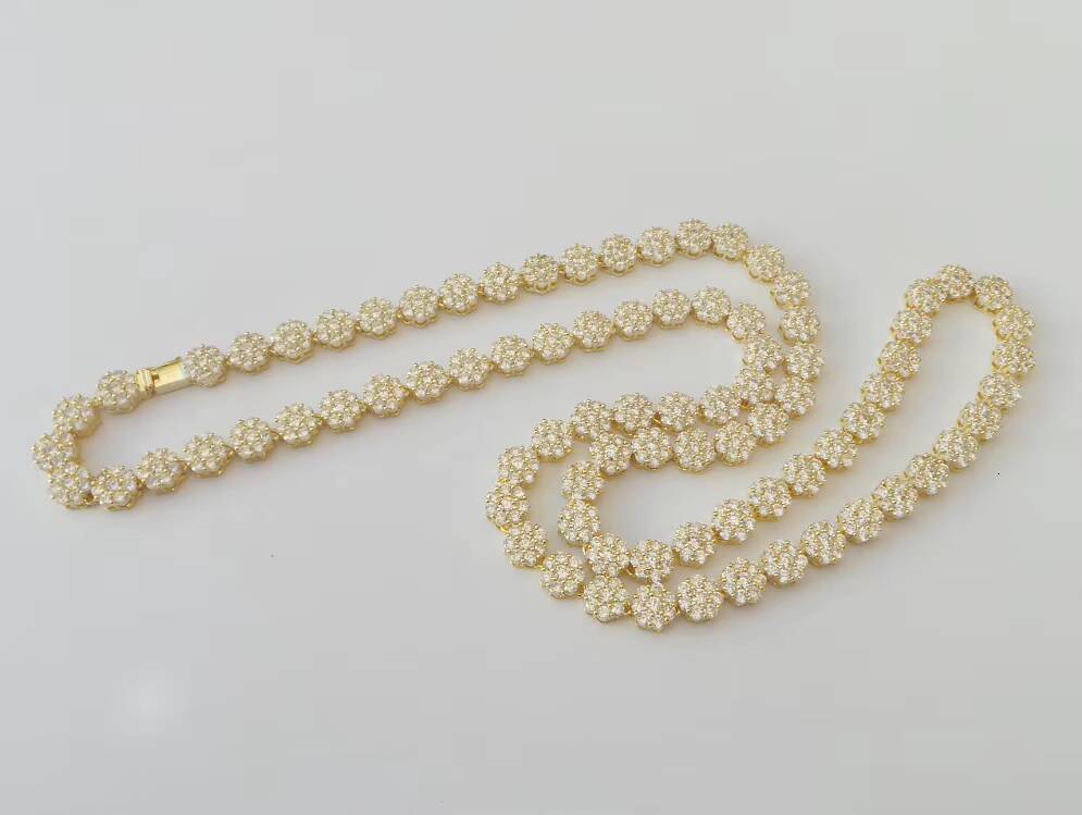 Fashion Trends Iced Out Cluster Cz Small Tennis Chain Rose Gold Necklace for Women