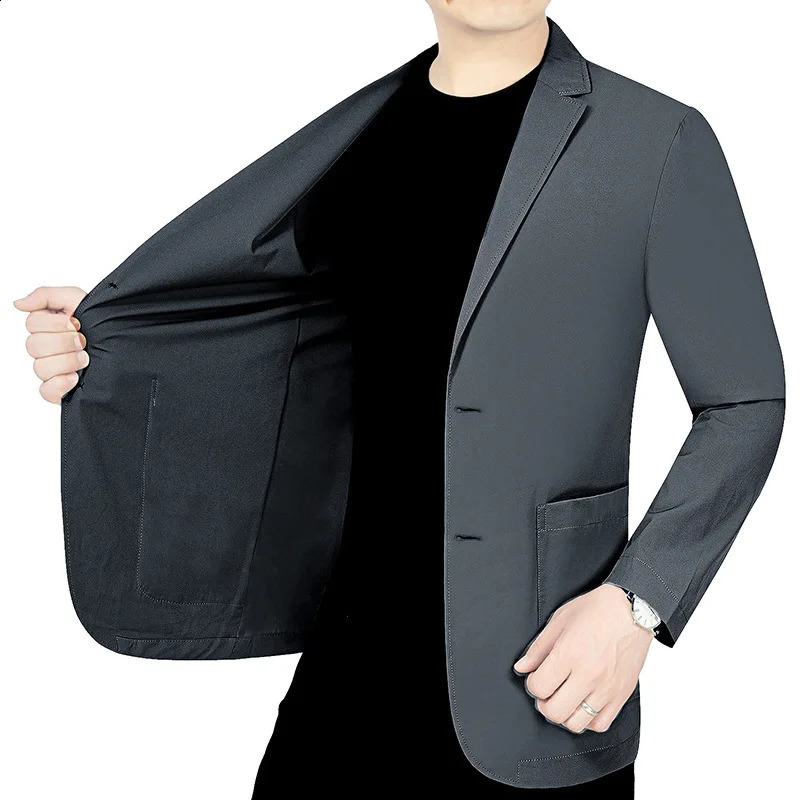 Summer Male Thin Elastic Blazers Jackets Quality Men Breathable Sunscreen Coats Man Business Casual Suits 4XL 250724