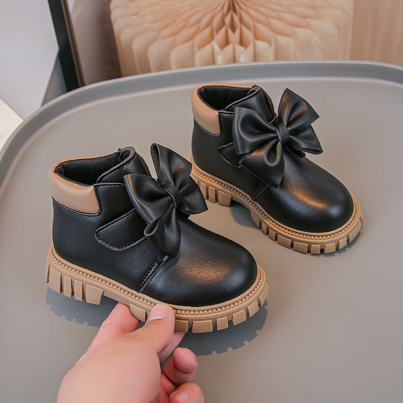 Korean Girls Martin Boots Big Bow Decoration Sweet Cool Girls Autumn and Winter Shoes