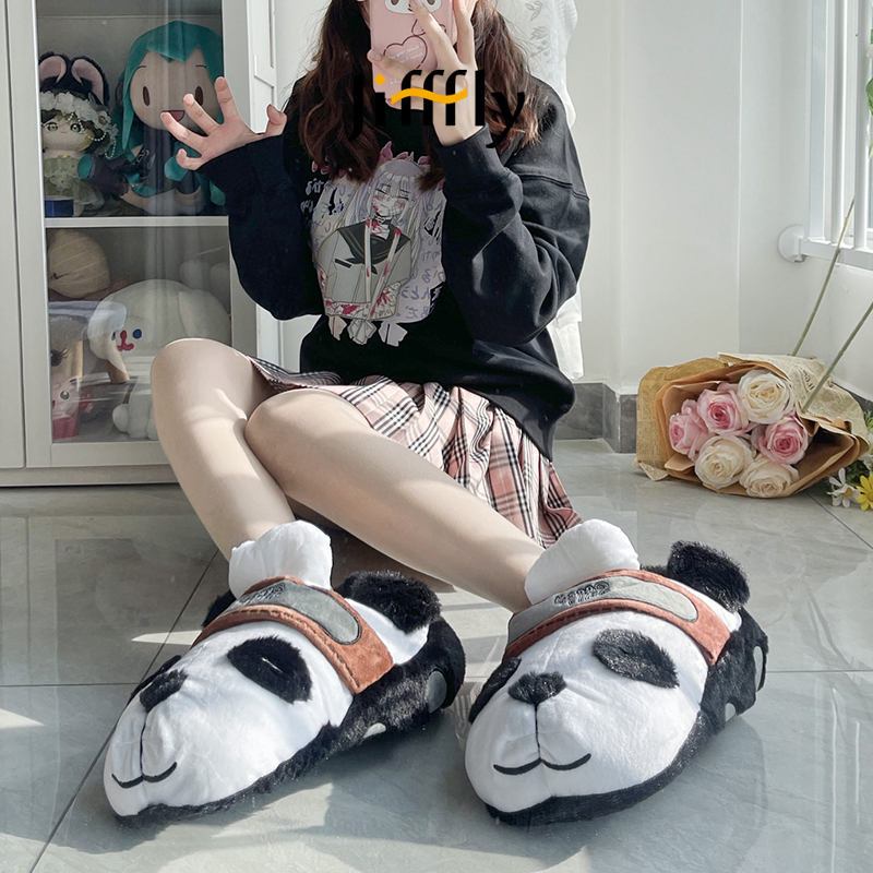 Jifffly Panda Cotton Shoes for Women 2025 New Winter Cartoon Fleece Warmth Thickened Student Boots
