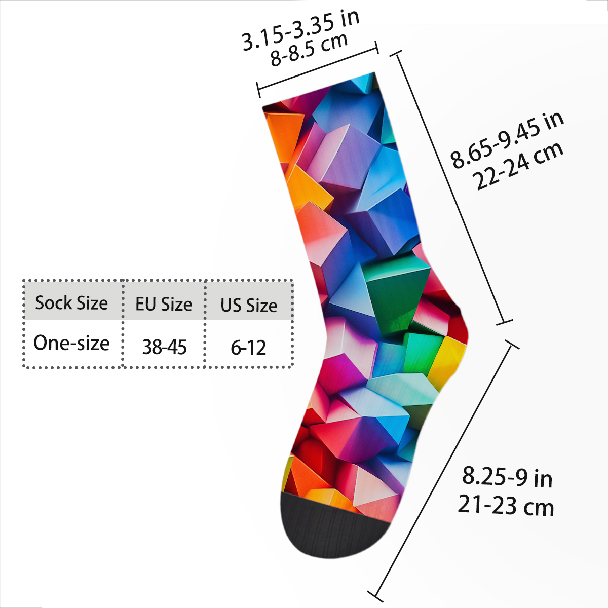 Colorful Geometric Cube Unisex Tube Designer Socks C121