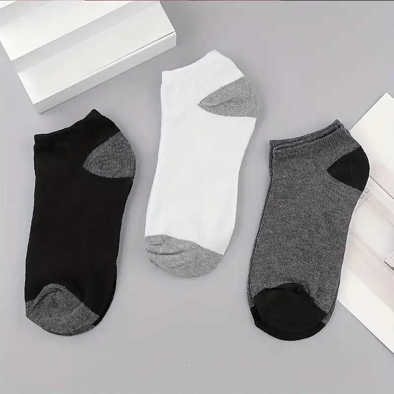 15/30 pairs of simple black white and gray boat socks for mens summer breathable thin short socks sports socks Z250731