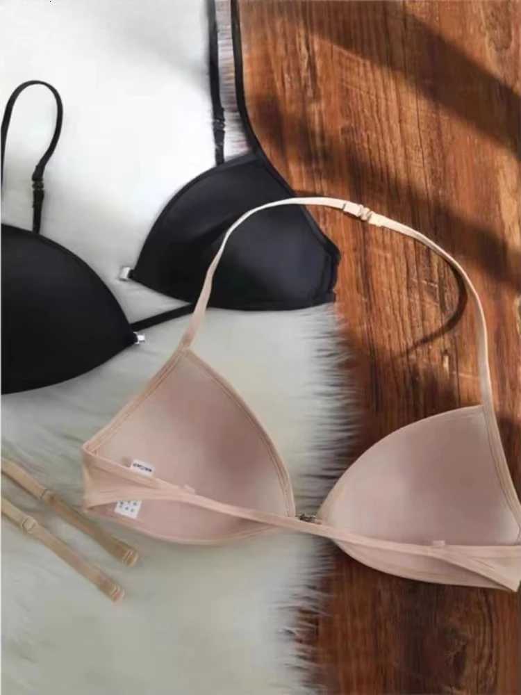 MOYISU Womens Seamless Bra French Triangle Thin Strap Halter Invisible Front Buckle Comfort Underwear Z250730