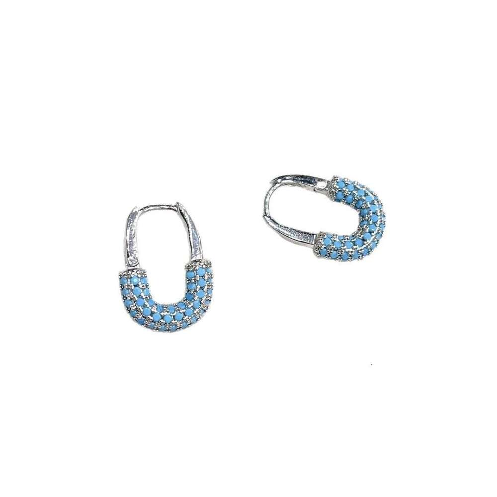 Trendy Fresh Simple Turquoise U-Shaped Elegant High-End Earrings for Women 95b
