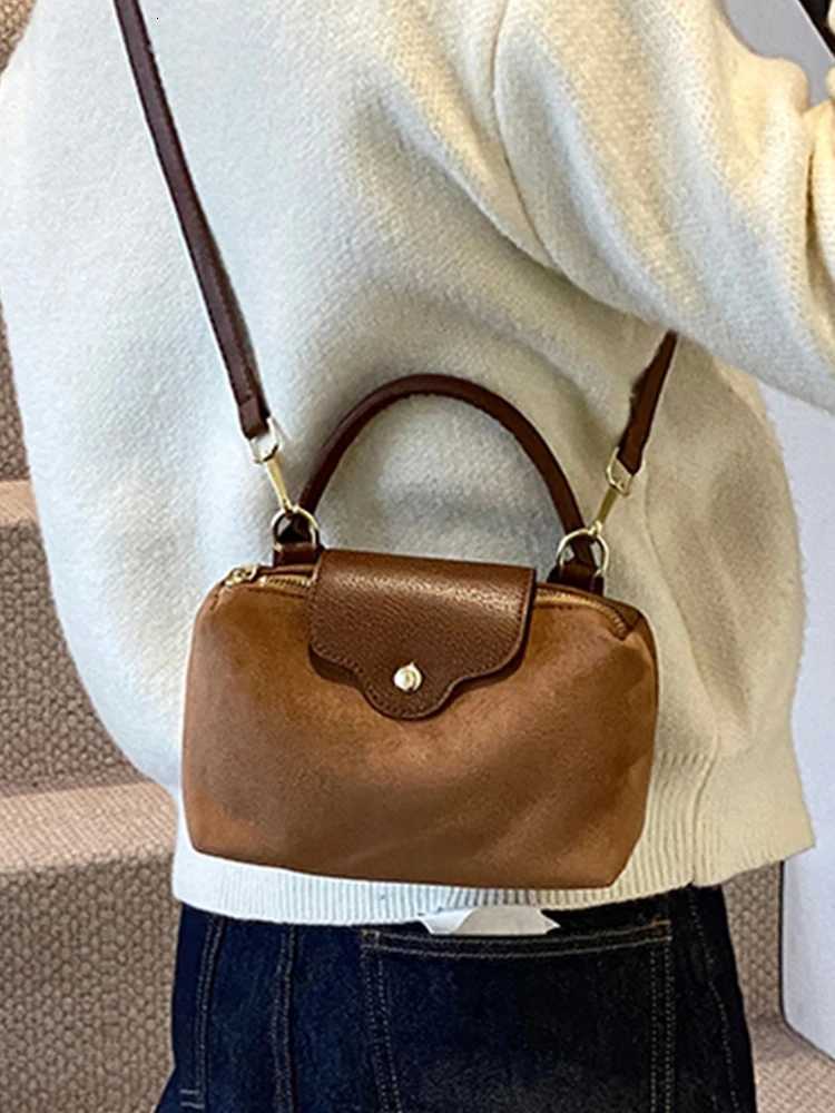 Contrast Color Suede Leather Crossbody Bags for Women Fashion Versatile Lady Out Small Handbags and Purse Y250730
