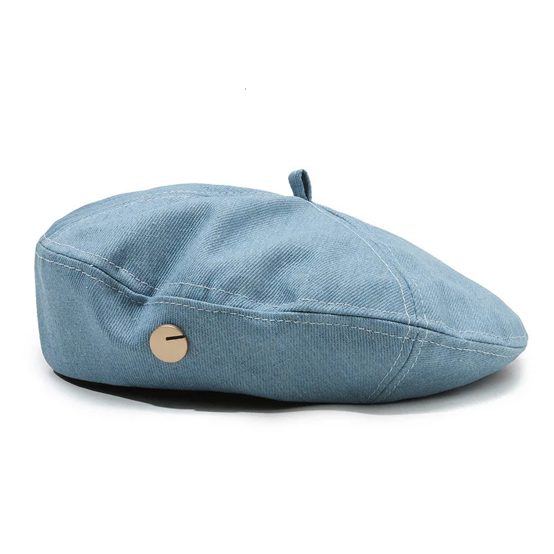 Denim Beret Womens Japanese Octagonal Hat Big Head Circumference Cloud Hat Painter Hats for Women Fashion Berets 250730
