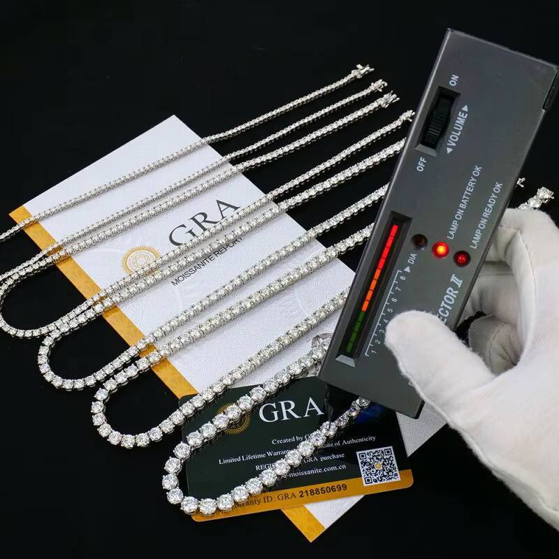 Mens and Womens Hip Hop Jewelry Trendy Wholesale 2-6mm Gra Certified 925 Silver Vvs Mossanite Moissanite Tennis Necklace Chain