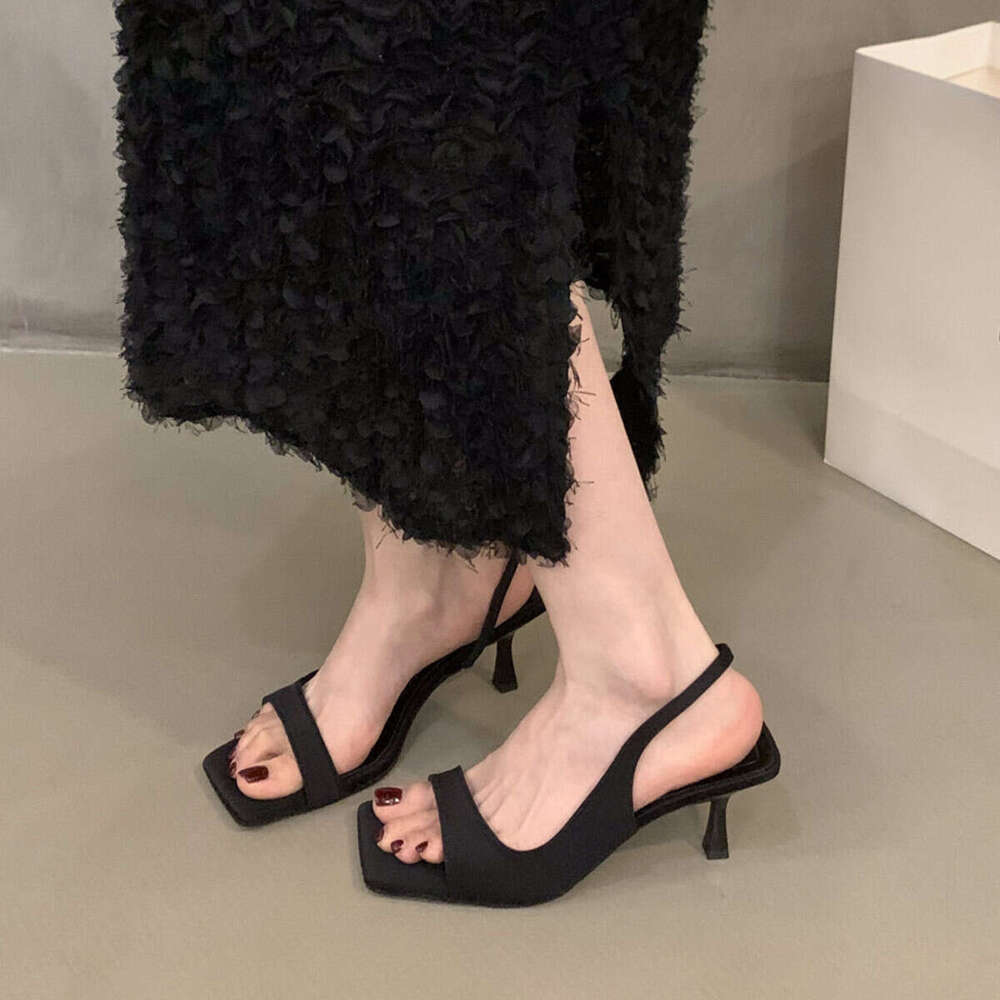 Niche High Heel Black French Open Toe Sandals Fairy 2025 New Summer designer shoes Elegant Dress Roman Shoes