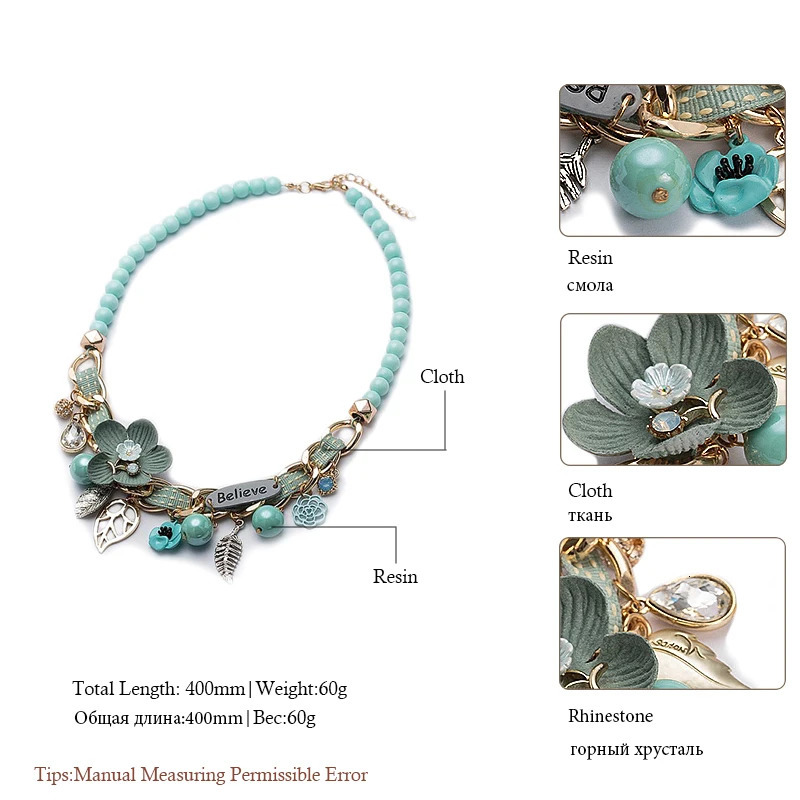 Meyfflin Flower Statement Necklaces Vintage Resin Beads Candy Color Choker Necklaces Fashion Jewelry for Women Collier 250729