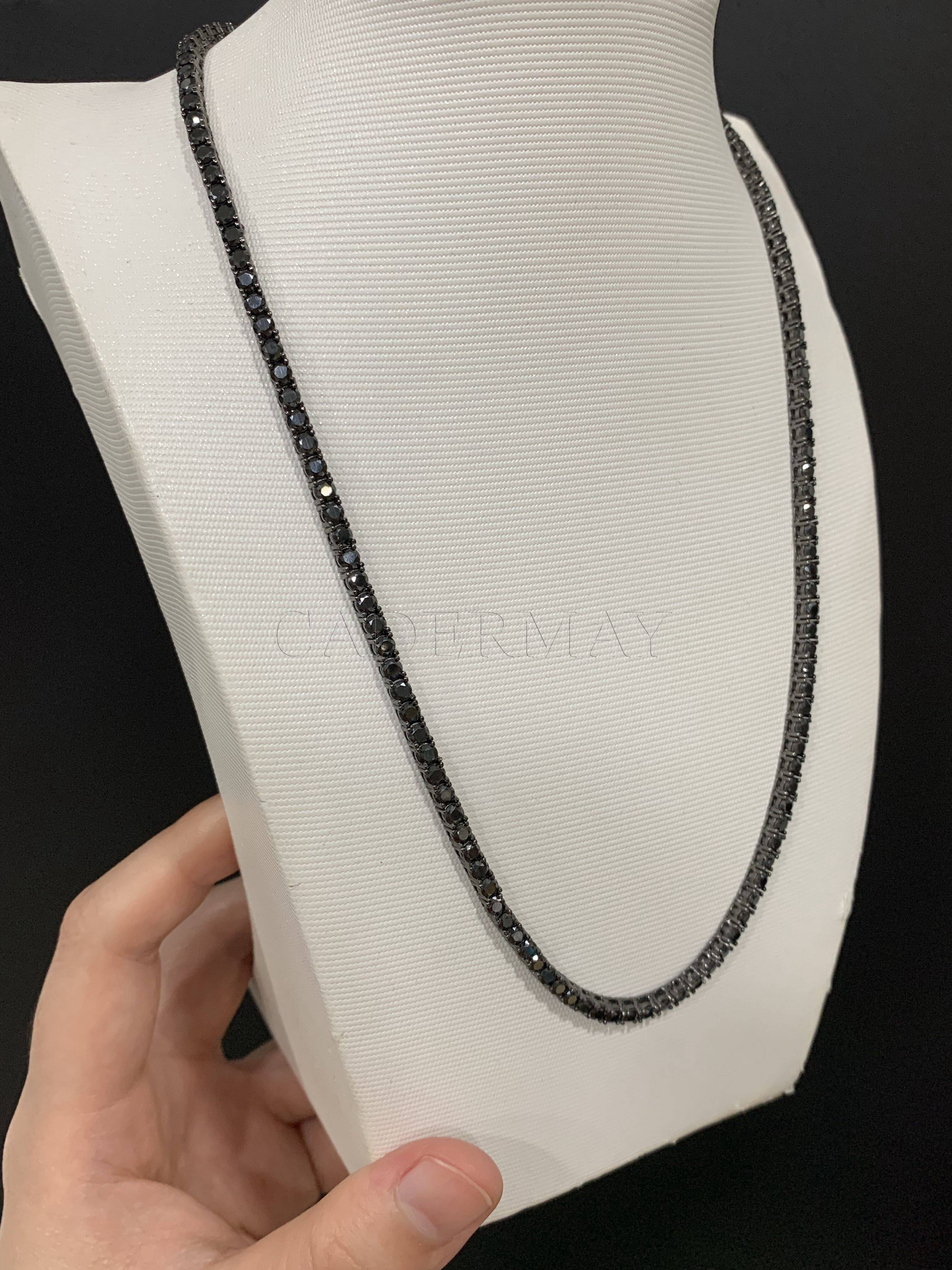 Wholesale Price Black Moissanite Tennis Chain Iced Out 925 Silver Black Gold Plated 2-5mm Black Tennis Bracelet Moissanite Chain