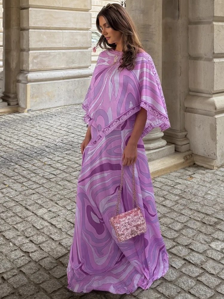 Bohemian Printed Shirt Skirt Suits Women Vintage Irregular Long Sleeve Top Female Sets High Waisted Long Skirt Ladies Outfits 250728