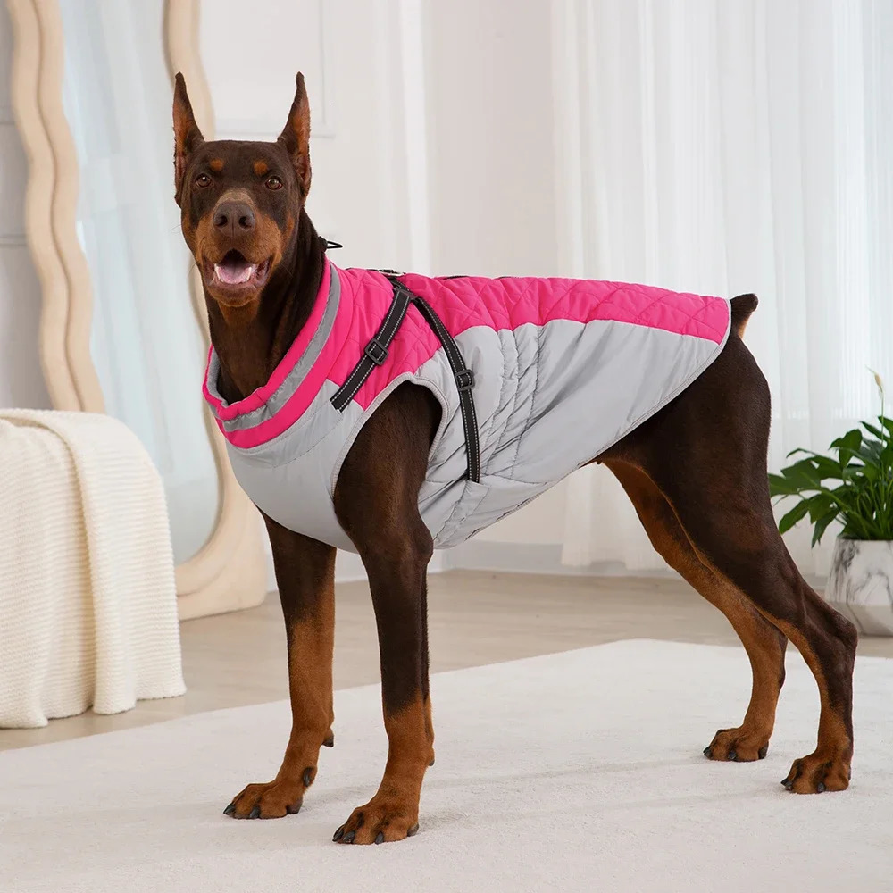 Waterproof Pet Jacket With Harness Winter Warm Dog Clothes for Small Large Dogs Labrador Coat Chihuahua French Bulldog Outfits 250729