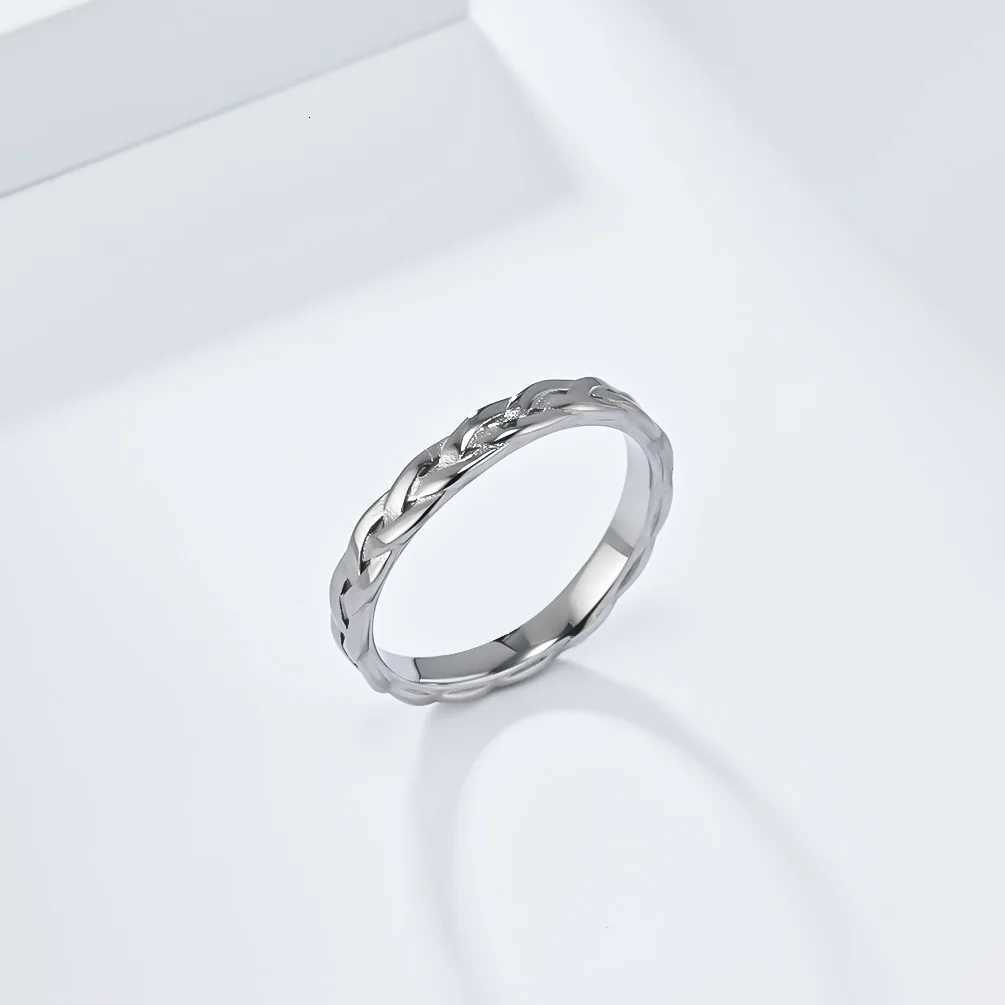 4mm Stainless Steel Link Chain Ring Woven Rings for Women Jewelry Size 5-10 y250730