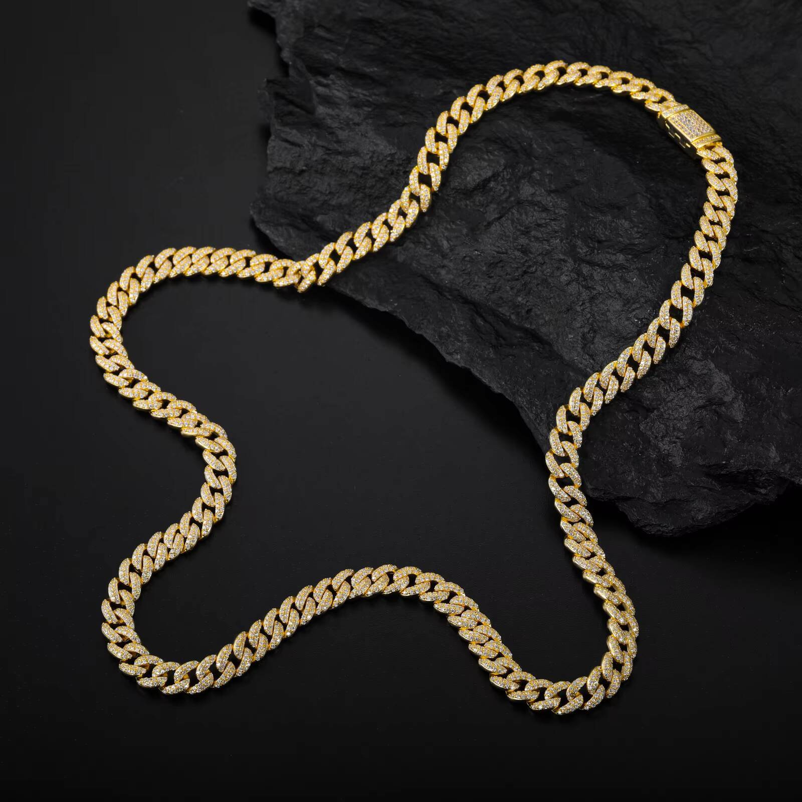 Hip Hop Jewelry 6mm Gold Plated 925 Sterling Silver Micro 2 Row VVS Moissanite Diamond Iced Out Bubble Cuban Link Chain Necklace