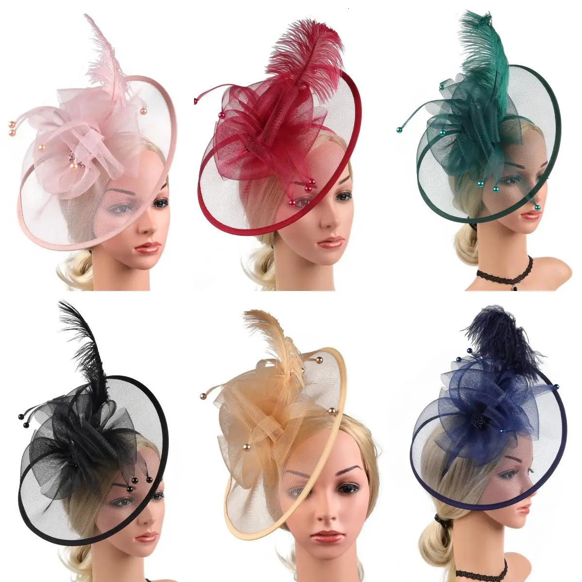 Chic Vintage Women Fascinator Hat Feather Mesh Yarn Feather Mesh Headband Elegant Bridal Headpiece for Women 250729