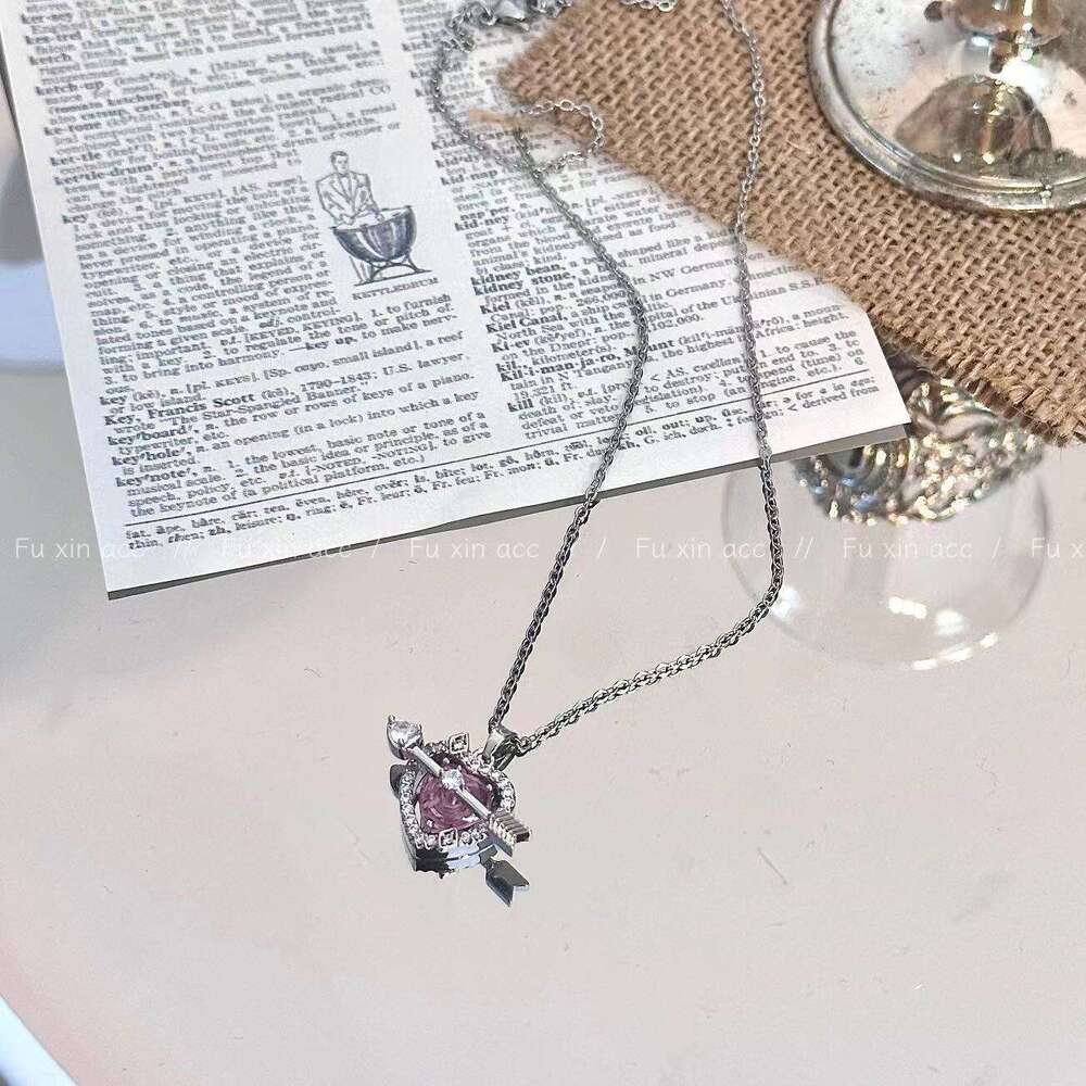 Sweet Style Heart Pendant Necklace for Women, Light Niche Fashion Collarbone Chain with Zircon, Pure Desire Accessories 793